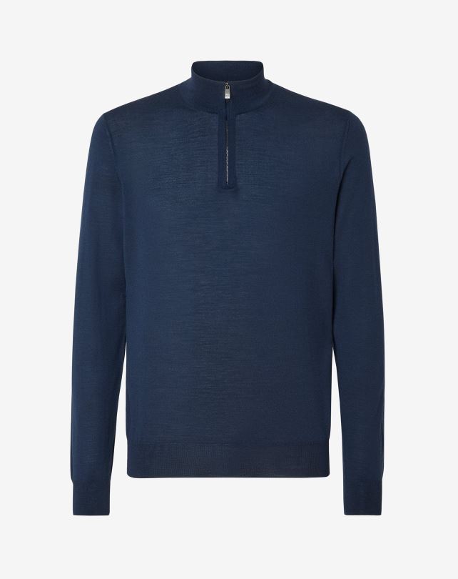 FDB6T135 Królewski niebieski mężczyźni odzież Corneliani Golf z wełny merynosów o gramaturze 18 gg