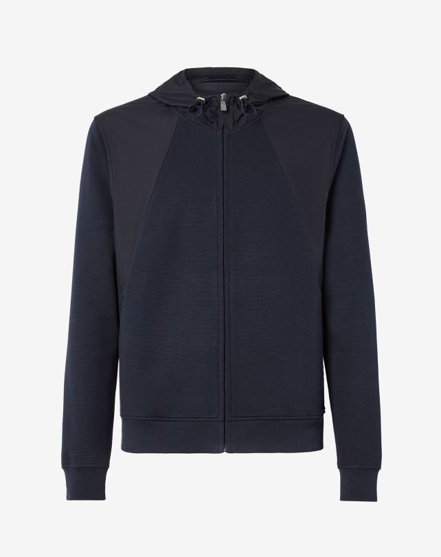 FDB6T137 niebieski mężczyźni odzież Corneliani bluza z bawełny ściegiem romańskim