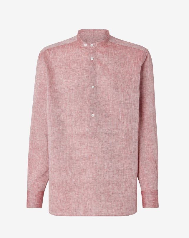 FDB6T212 bordeaux mężczyźni odzież Corneliani Lniana koszula typu chambray