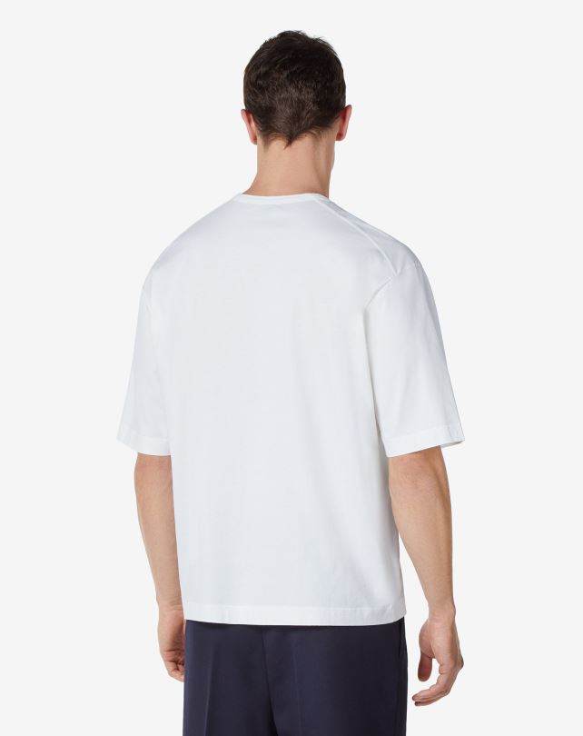 FDB6T302 biały mężczyźni odzież Corneliani T-shirt z bawełny organicznej z okrągłym dekoltem