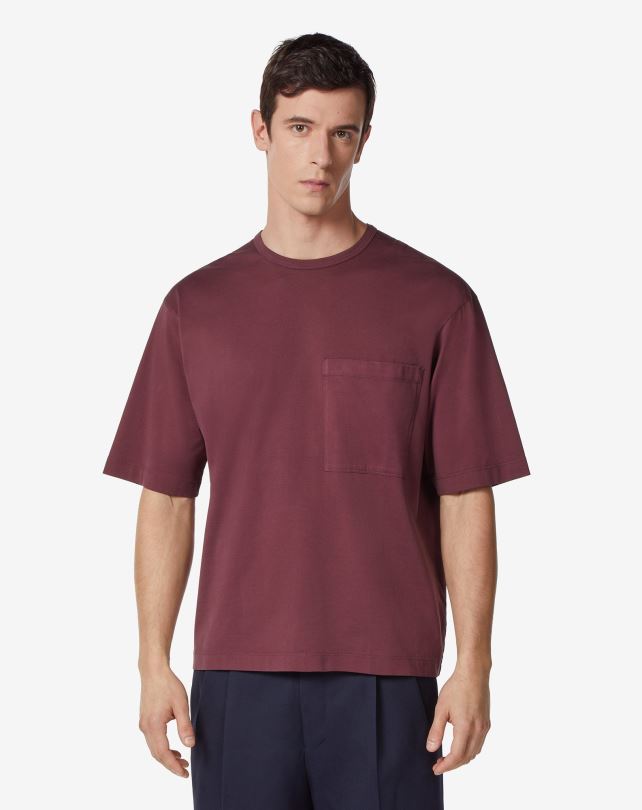 FDB6T303 bordeaux mężczyźni odzież Corneliani T-shirt z bawełny organicznej z okrągłym dekoltem