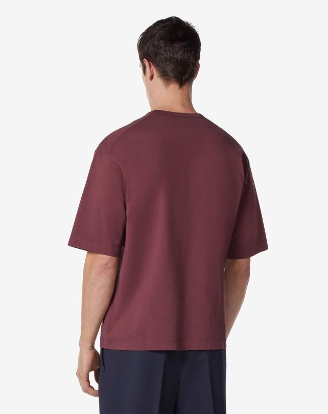 FDB6T303 bordeaux mężczyźni odzież Corneliani T-shirt z bawełny organicznej z okrągłym dekoltem