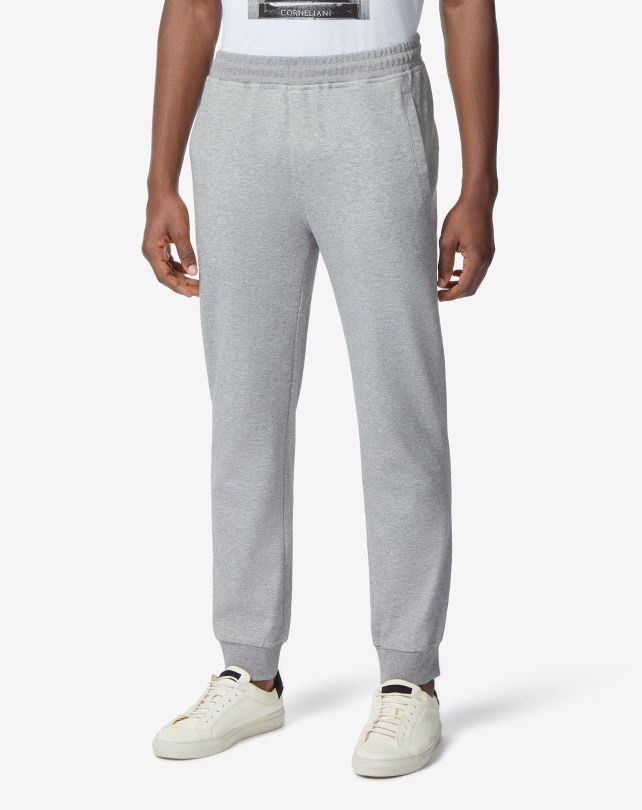 FDB6T363 antracyt mężczyźni odzież Corneliani bawełniany jogger ze sznurkiem