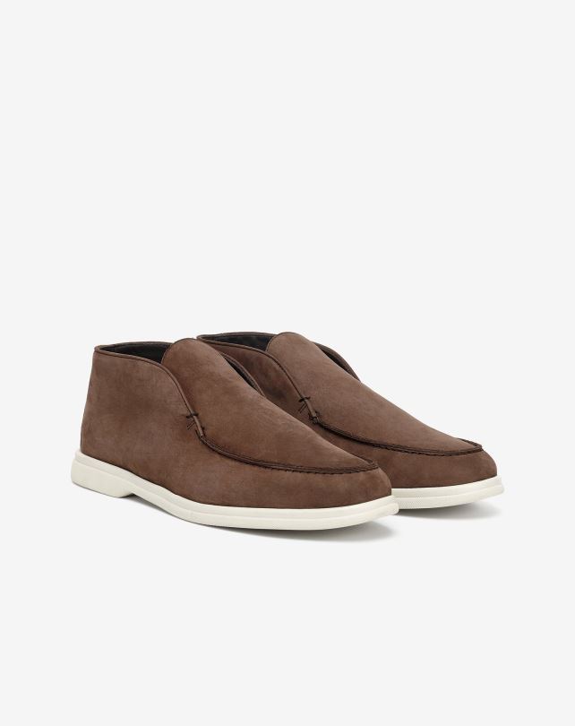 FDB6T411 ciemny brąz mężczyźni buty Corneliani wysokie wsuwane buty nabuk