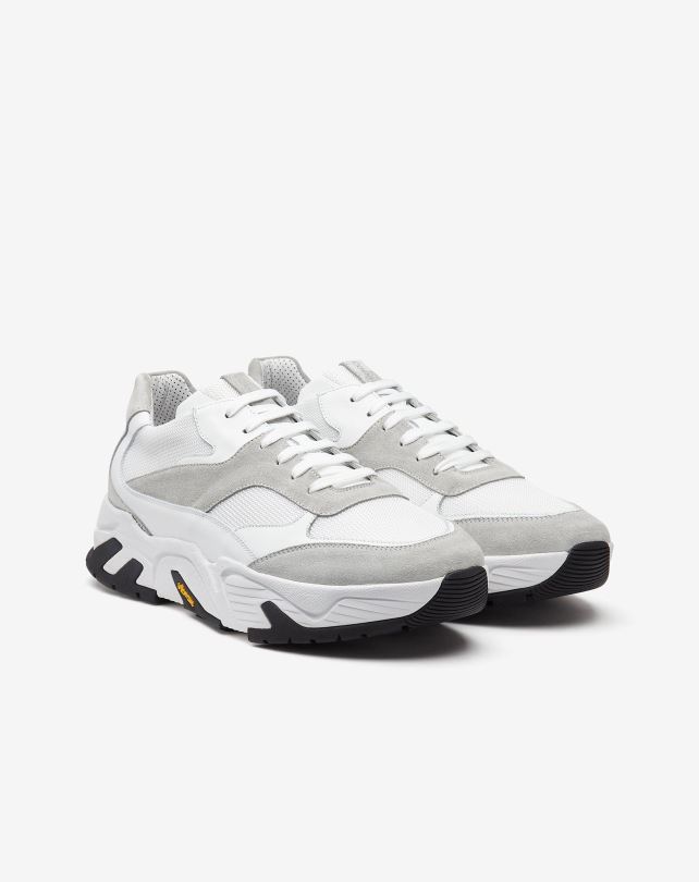 FDB6T414 szary mężczyźni buty Corneliani skórzane trampki z tkaniną techniczną