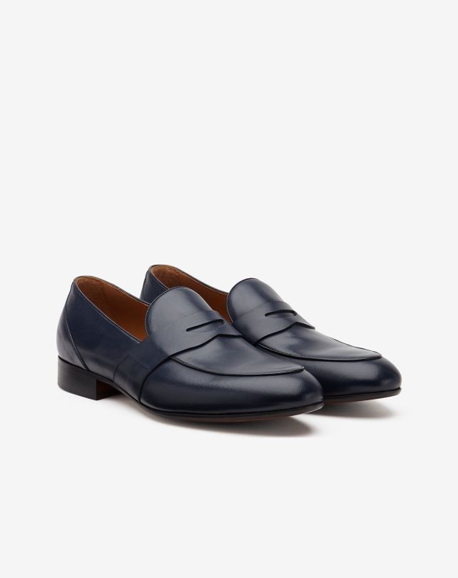 FDB6T418 ciemnoniebieski mężczyźni buty Corneliani mokasyny ze skóry cielęcej