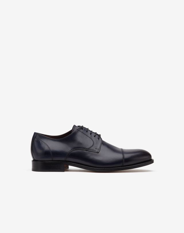 FDB6T42 ciemnoniebieski mężczyźni buty Corneliani Buty derby ze skóry cielęcej z odkrytymi palcami