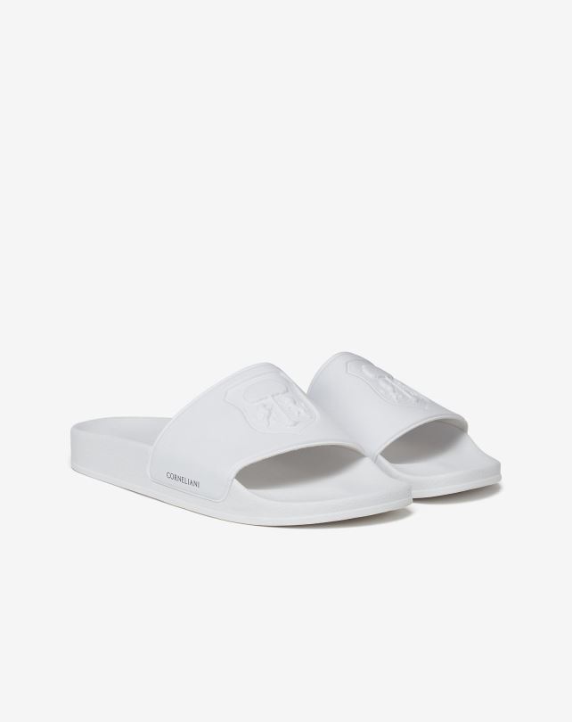 FDB6T422 biały mężczyźni buty Corneliani kapcie z logo
